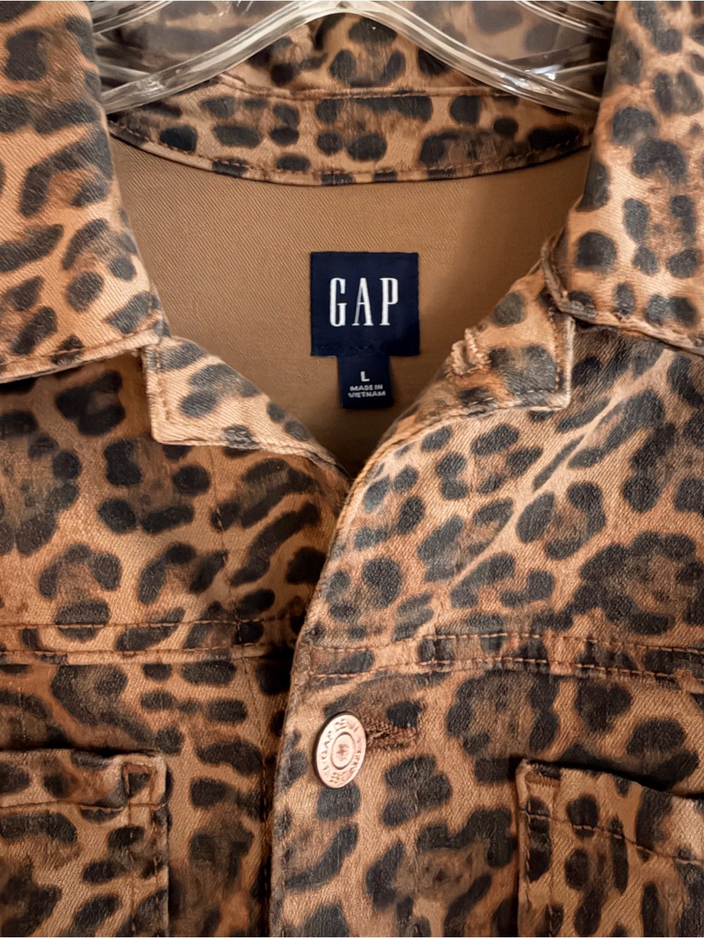 GAP Leopard Print Denim Mini Dress | Size Large - Picture 6 of 6